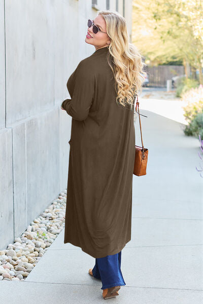 Full Size Open Front Long Sleeve Cover Up