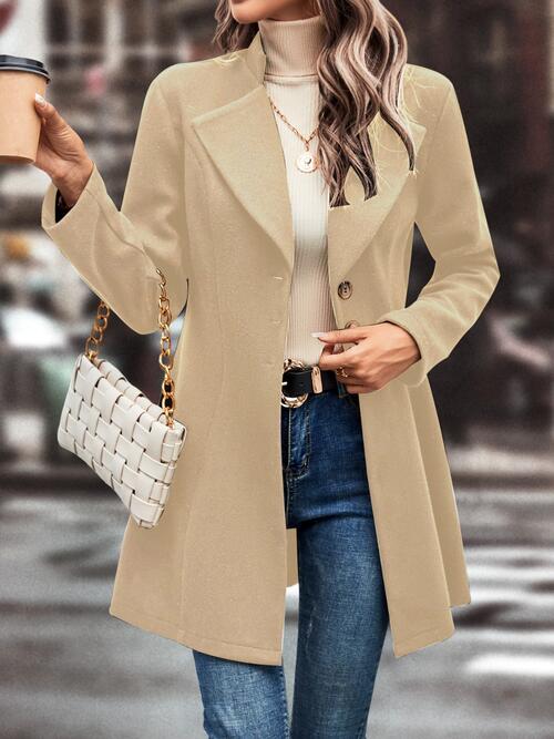 Lapel Collar Button Down Coat