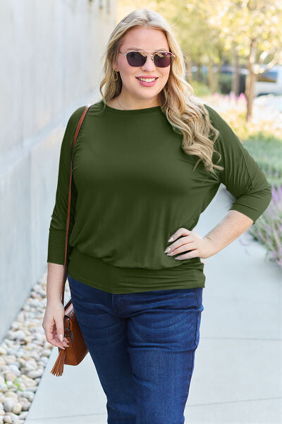 Full Size Round Neck Batwing Sleeve Blouse